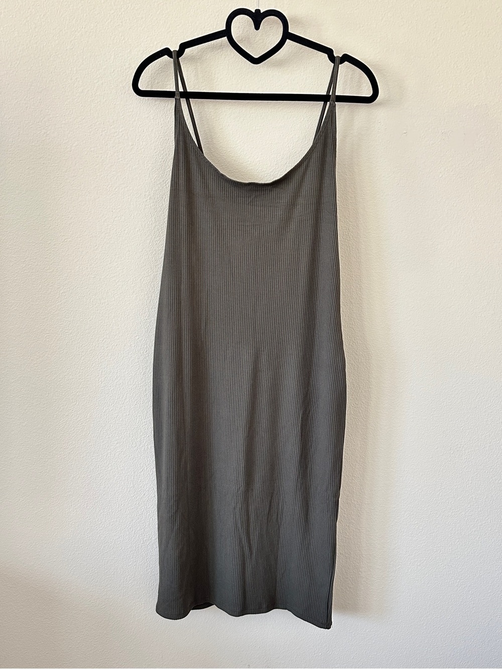 H&M Olive Green Ribbed Slip Dress Size M